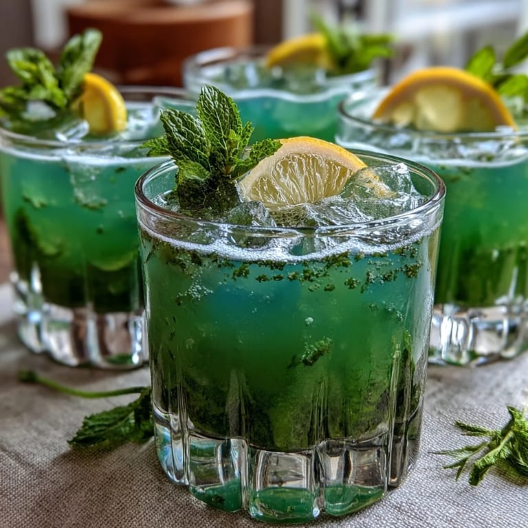 Festive Kentucky Derby Mini Mint Julep Mocktails garnished with fresh mint sprigs and lemon slices, perfect for parties.
