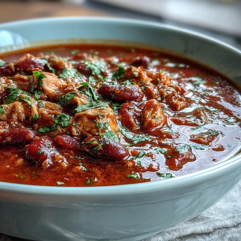 A steaming pot of Healthy Easy One-Pot Turkey Chili with Beans, filled with tender turkey, black beans, and vegetables, garnished with green onions and lime wedges.