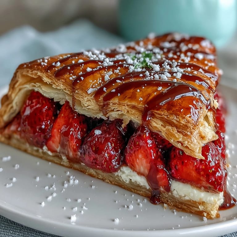 Free-form strawberry galette with rich frangipane, featuring vibrant red berries atop a crisp, buttery crust.