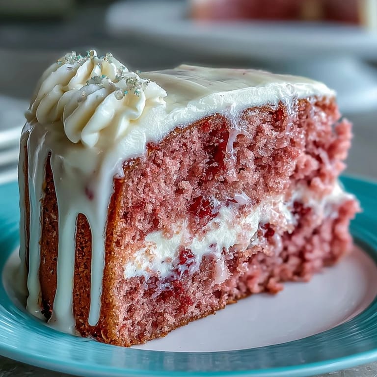 Vibrant rosé velvet cake with creamy frosting, elegant gold drip, perfect for celebrations.
