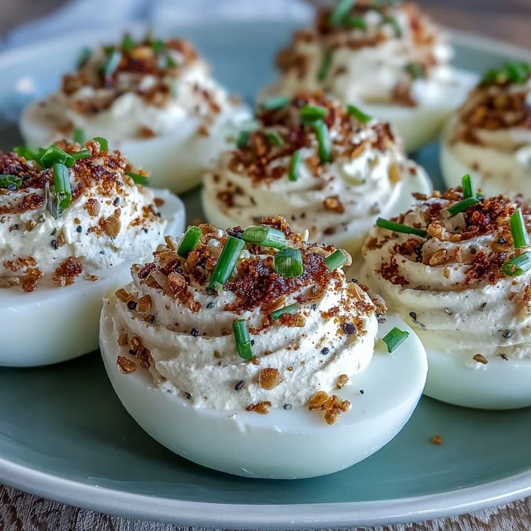 Golden-brown yolks generously fill tender whites for these Everything Bagel Deviled Eggs.