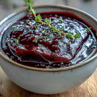 Glossy Black Currant Glaze brushed over a honey-baked ham for a sticky, tangy finish.