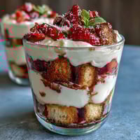 Fresh strawberry shortcake mason jar parfaits with fluffy cake cubes and whipped cream