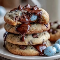 Cadbury Mini Egg Easter Chocolate Chip Cookies with colorful candy and gooey chocolate chips.